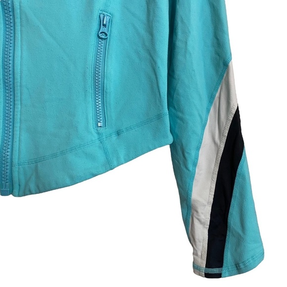 Lululemon Blue White Black Track Jacket Hood Ponytail Hole Thumbholes Pockets 8 - Picture 7 of 15
